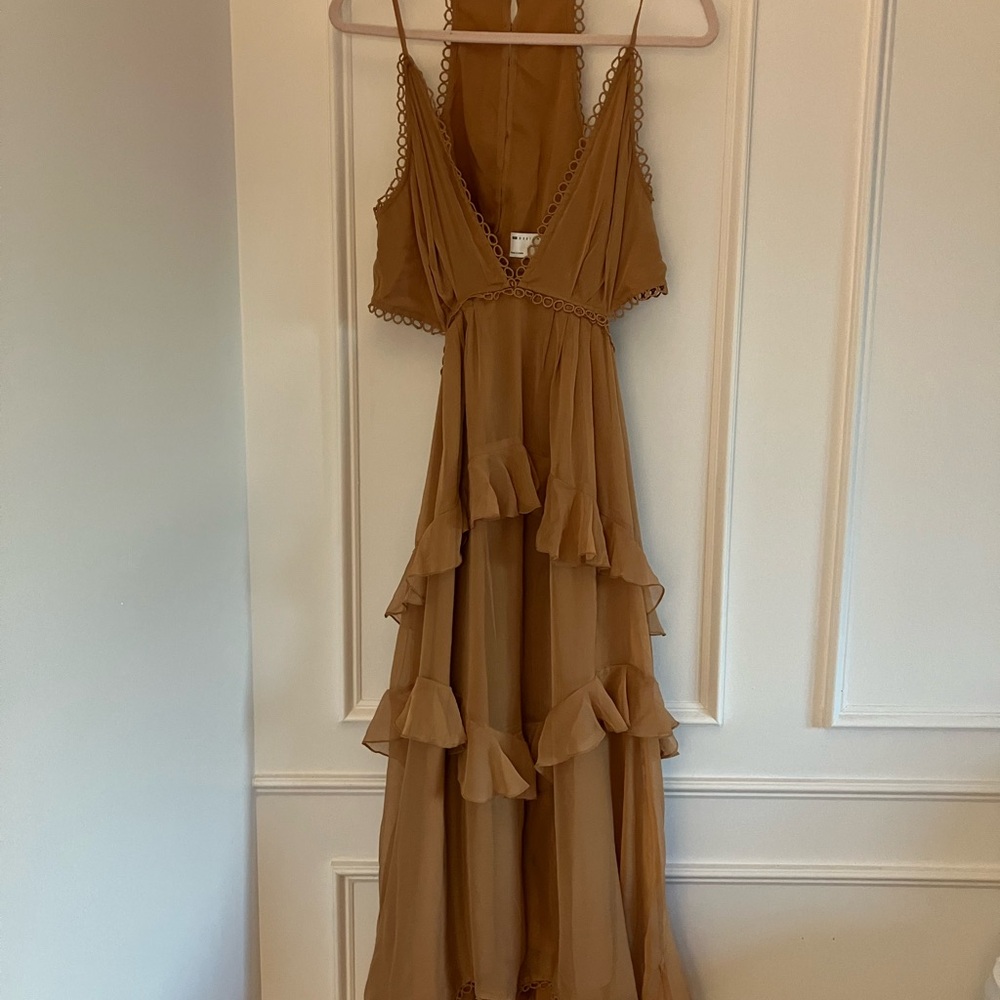 Elegant Brown Ruffle Dress